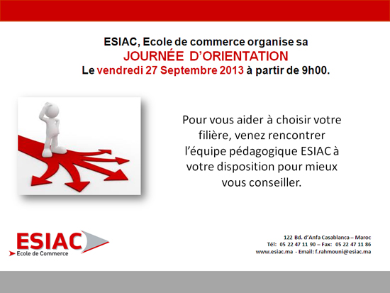 ESIAC, Ecole de commerce organise sa JOURNÉE D'ORIENTATION 