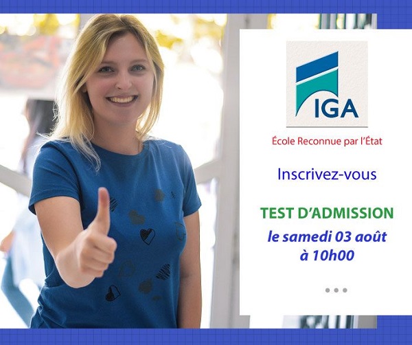 IGA : test d'admission session Août 