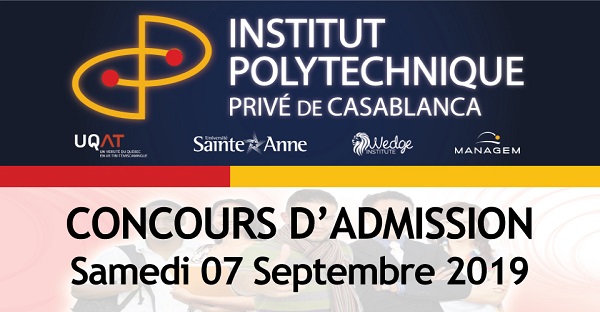 L'institut Polytechnique Privée de Casablanca organise son concours d'accès le 7 septembre 2019