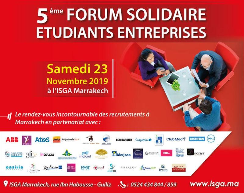 ISGA Marrakech organise la 5ème édition du Forum Entreprises Solidaires