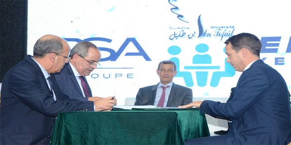 L'ENSA et l'université  Ibn Tofaïl ont signé une convention de partenariat avec le Groupe PSA Maroc.