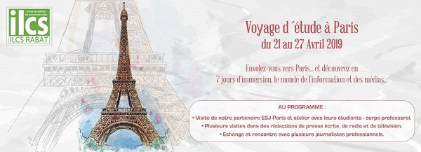 ILCS Rabat organise un voyage d’études à Paris du 21 au 27 Avril 2019